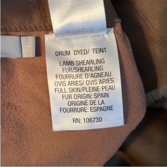 Vince camel shawl collar reversible shearling leather coat with hood jacket S - Picture 8 of 11